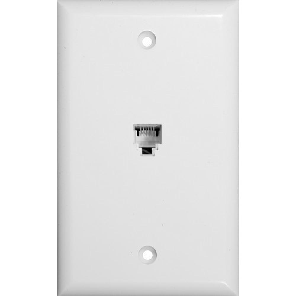 Sgl RJ14 6 Cndtr Ph1 Jack Wallplate Wht