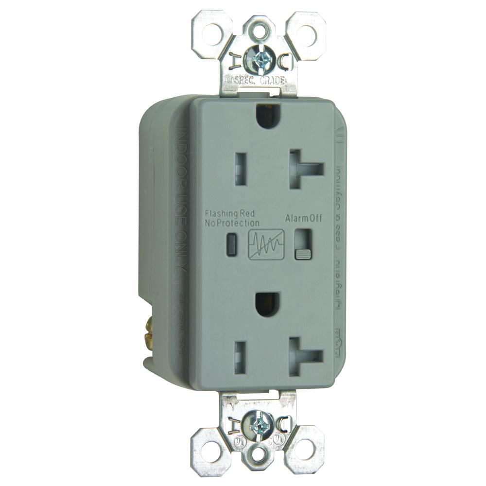 SPD RECP TR 20A/125V ALARM GRY