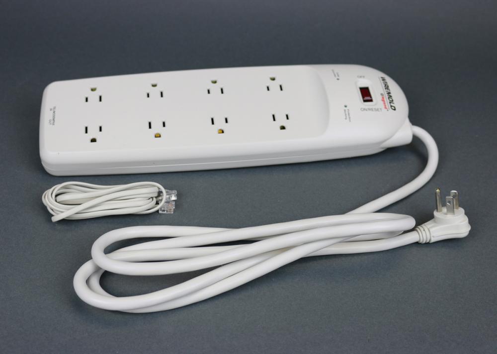 8 OUTLET SURGE STRIP W/FAX,6FT CORD