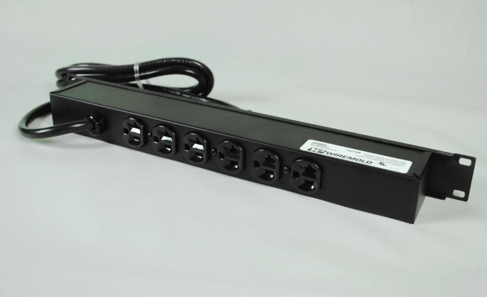 20A, 1U, 6R OL, SW, 15FT, BK