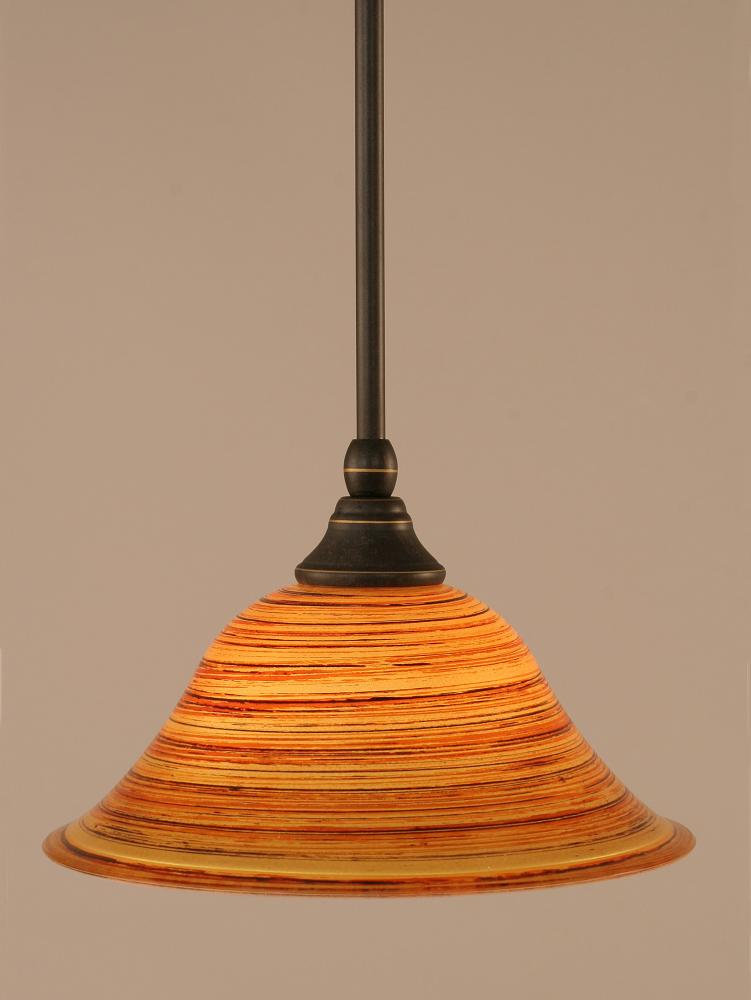 One Light Dark Granite Firré Saturn Glass Down Pendant