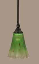 Toltec Company 23-MB-723 - One Light Kiwi Green Crystal Glass Matte Black Down Mini Pendant