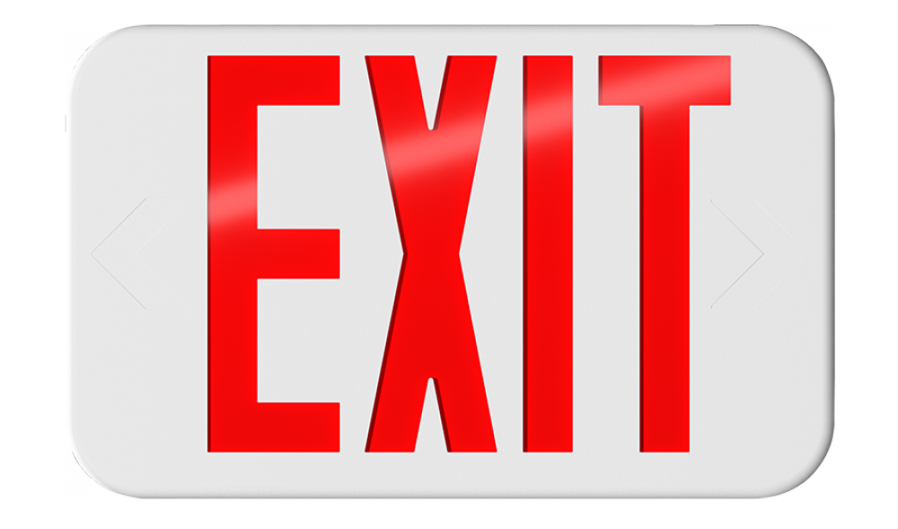 EXIT UNV FC EM RED/GR-LETTER WH-HSNG