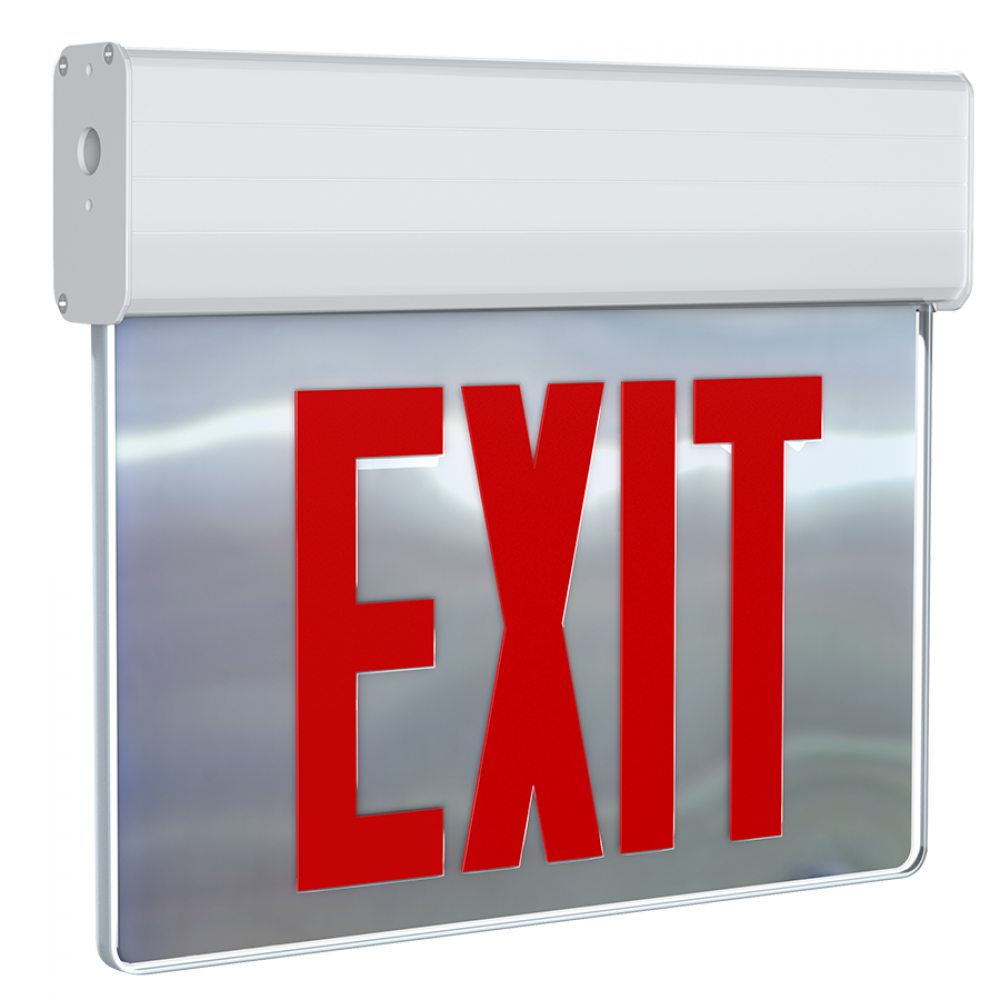 NY EXIT 2FACE EM RED-L MR-PANEL WH-HSNG