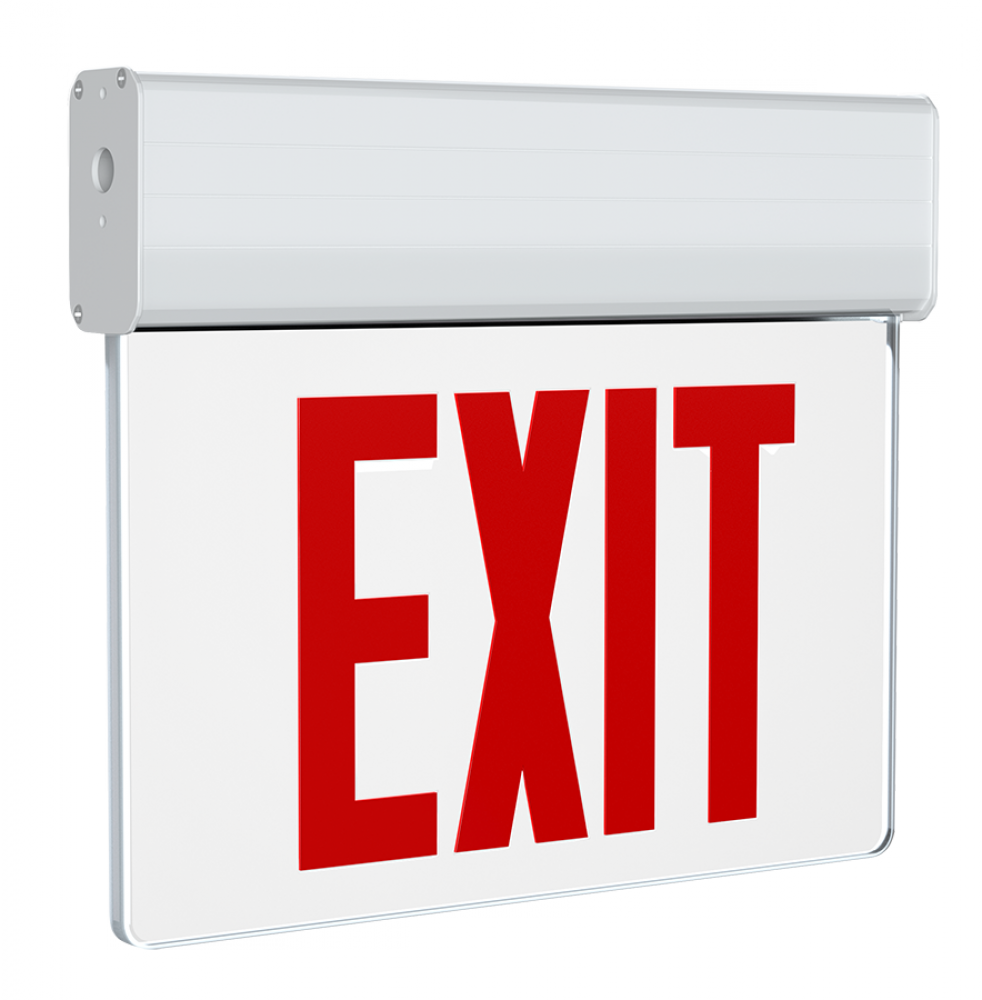 EXIT 1FACE RED-LET CL-PANEL WH-HSNG