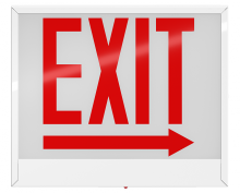 RAB Lighting EXIT-1RACH - CH EXIT 1FACE RED-L WH-HSNG RIGHT-ARW