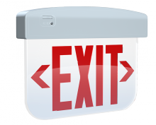 RAB Lighting EXITEDGE34-1W/E - PLASTIC EXIT 1FACE EM RED-L CL-P WH-H