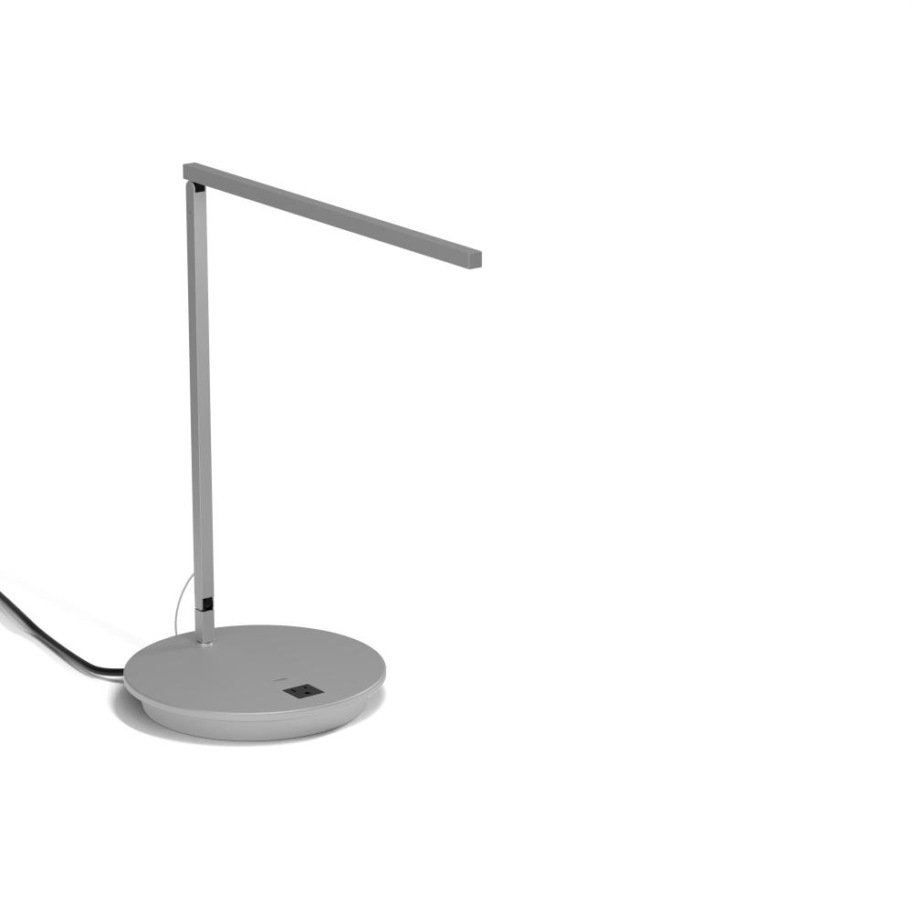 Z-Bar Solo Desk Lamp Gen 4 (Warm Light; Silver) with 9&#34; Power Base (USB and AC outlets)