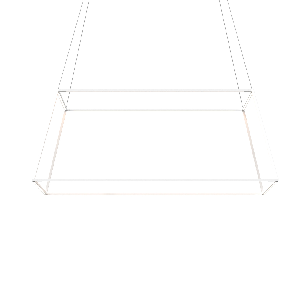 Z-Bar Pendant Rise Large Square, Soft Warm, Matte White, 51&#34; x 51&#34; x 20&#34;