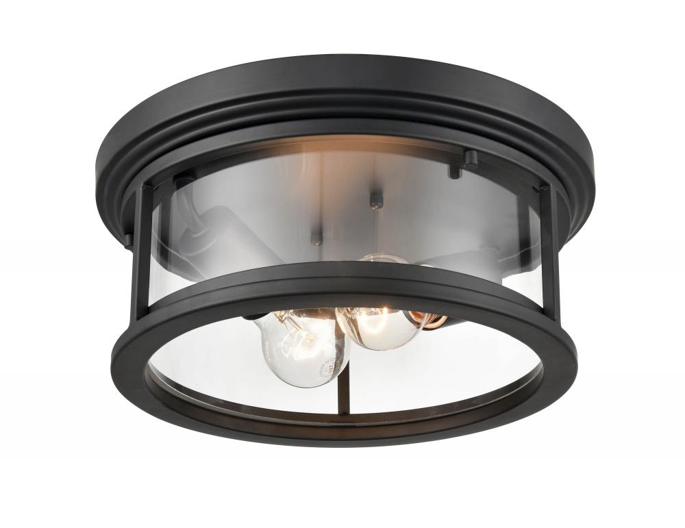Bresley 2-Light Outdoor Flush Mount Powder Coated Black