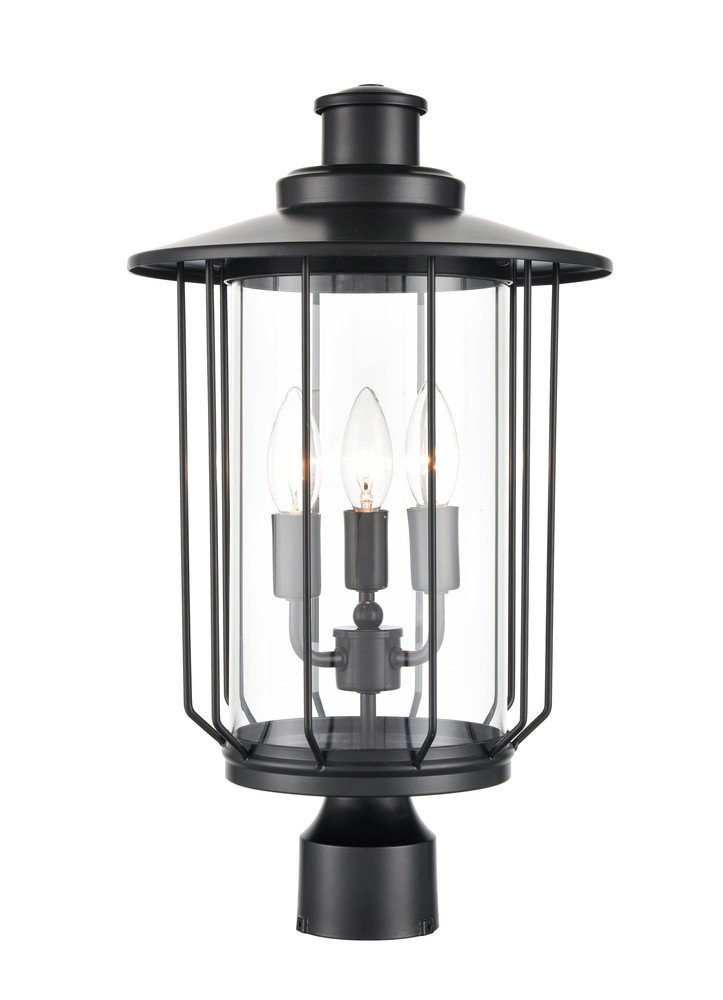 Belvoir 3-Light Outdoor Post Lantern Powder Coated Black