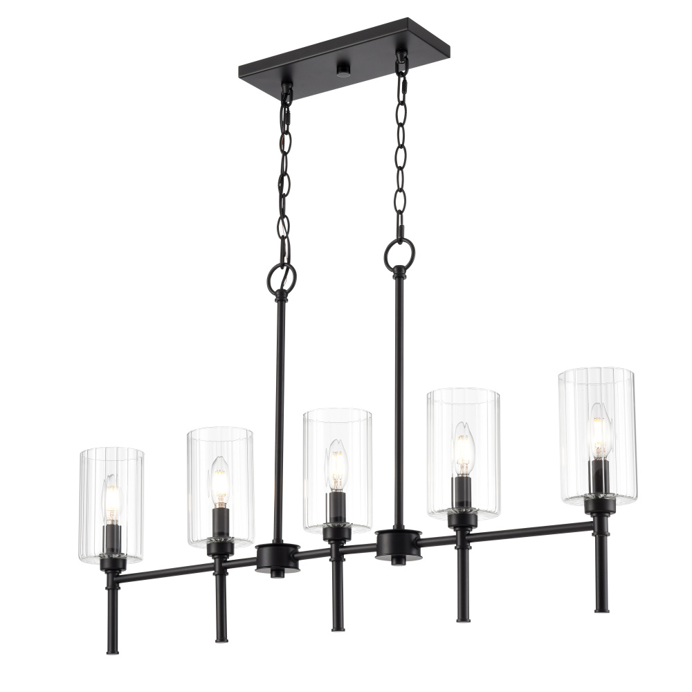 Chastine 36&#34; Wide 5-Light Island - Matte Black