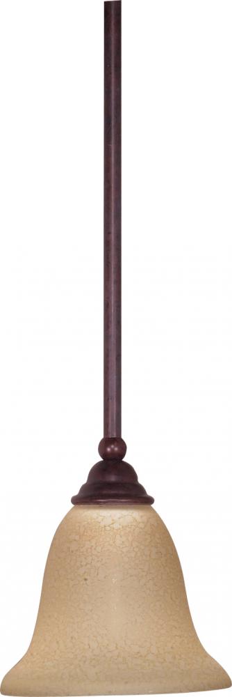1-Light 7&#34; Mini Pendant with Hang Straight Canopy in Old Bronze Finish with Amber Water Glass