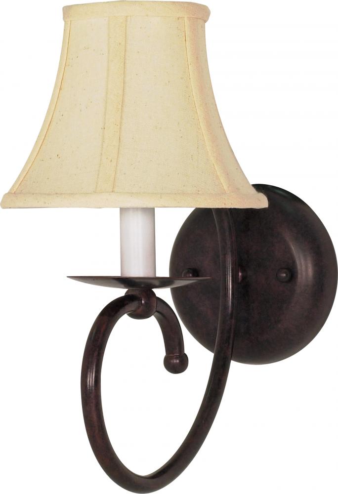 1-Light 6&#34; Wall Sconce in Old Bronze Finish with Natural Linen Shade