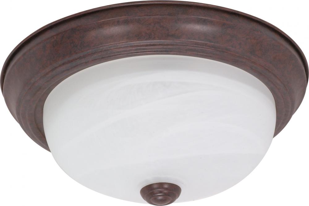 2-Light Flush Mount Ceiling Light in Old Bronze Finish with Alabaster Glass and (2) 13W GU24 Lamps
