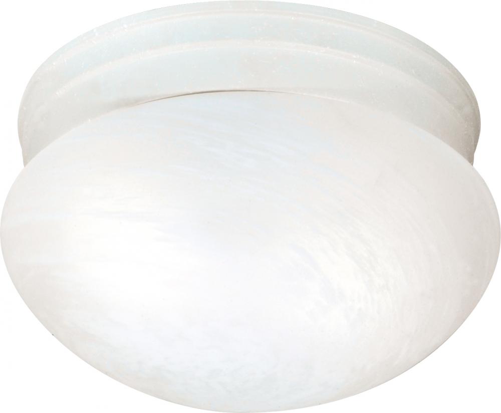 2-Light 9.5&#34; Flush Mount Ceiling Light in Textured White Finish with Alabaster Mushroom Glass