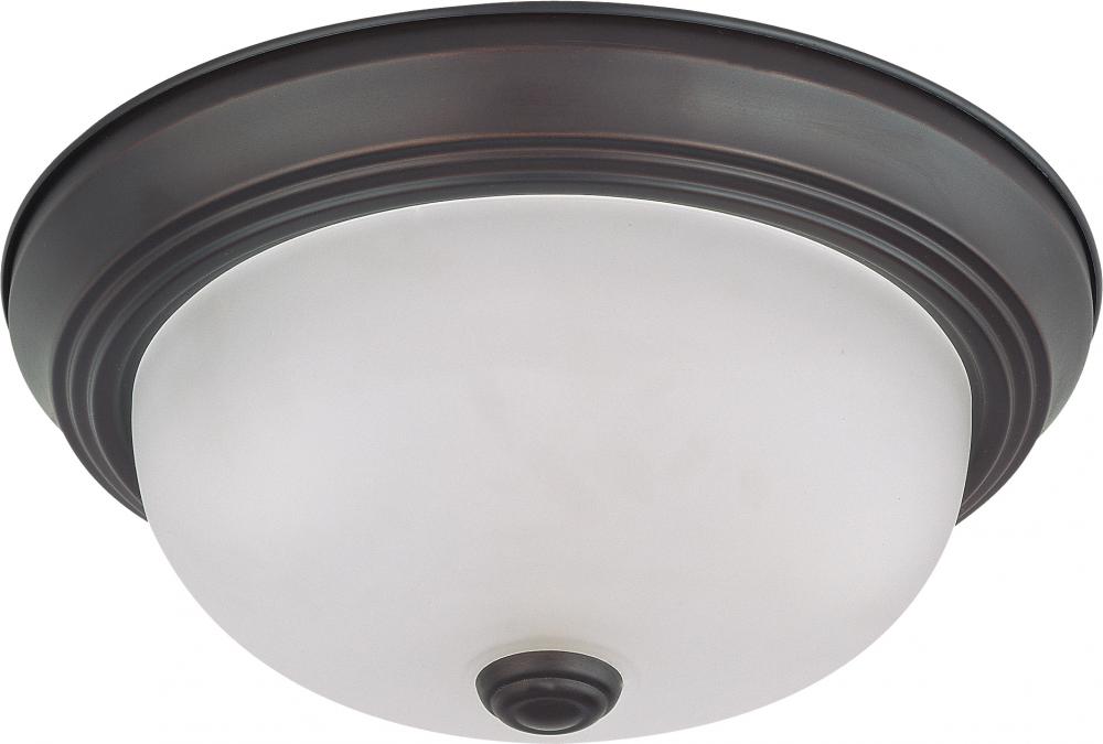 2-Light 11&#34; Flush Mount Ceiling Light in Mahogany Bronze Finish with Frosted White Glass and (2)