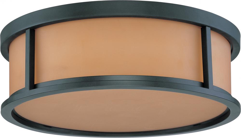 Odeon ES - 3 Light 15&#34; Flush Dome w/ Parchment Glass - (2) 13w GU24 Lamps Included
