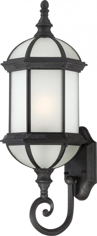 1-Light 22&#34; Outdoor Wall Lantern in Textured Black Finish with Frosted Glass and (1) 18W GU24