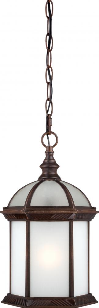 1-Light 14&#34; Outdoor Hanging Light Fixture in Rustic Bronze Finish with Frosted Glass and (1) 18W