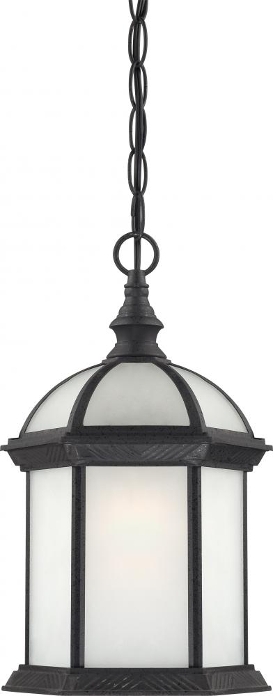 1-Light 14&#34; Outdoor Hanging Light Fixture in Textured Black Finish with Frosted Glass and (1)