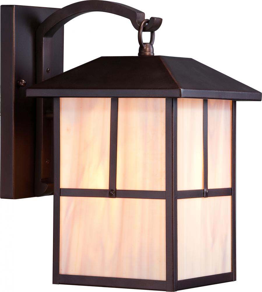 Tanner - 1 Light - 8&#34; Wall Lantern with Honey Stained Glass - Claret Bronze Finish