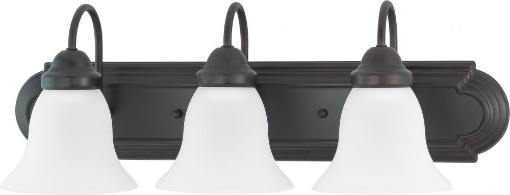 3 Light - Ballerina LED 24&#34; Vanity Wall Fixture - Mahogany Bronze Finish - Frosted Glass - Lamps