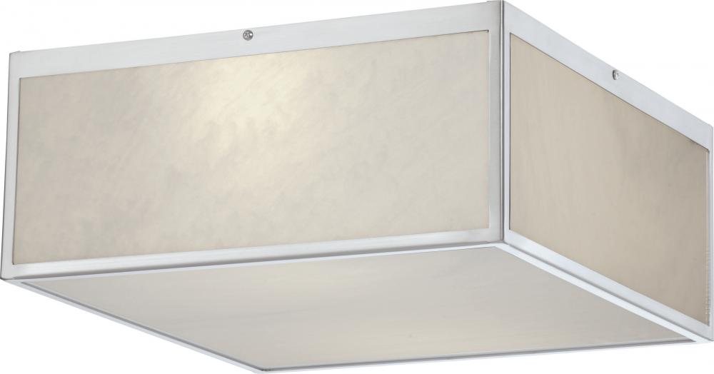 Crate - 13&#34; LED Flush with Gray Marbleized Acrylic Panels - Brushed Nickel Finish