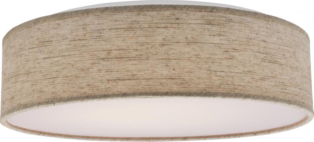 LED Decor - 15&#34; Fabric Drum Flush with Beige Fabric Shade