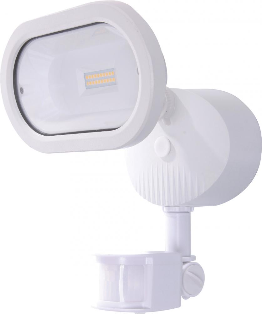 LED Security Light; Single Head; Motion Sensor Included; White Finish; 3000K
