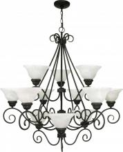 Nuvo 60/377 - Castillo - 12 Light - 38&#34; - Chandelier - 3 Tier w/ Alabaster Swirl Glass
