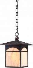 Nuvo 60/5754 - 1-Light 9&#34; Hanging Outdoor Fixture in Umber Bronze Finish and Honey Stained Glass