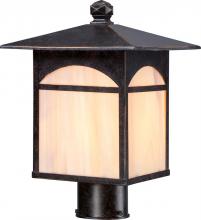 Nuvo 60/5755 - 1-Light 9&#34; Post Mounted Outdoor Fixture in Umber Bronze Finish and Honey Stained Glass