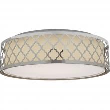 Nuvo 62/989 - 15&#34; Filigree LED Decor Flush Mount Fixture - Polished Nickel Finish - White Fabric Shade