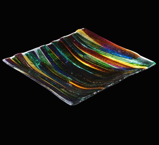 13&#34;Sq Metro Fusion Penna Di Pavone Glass Plate
