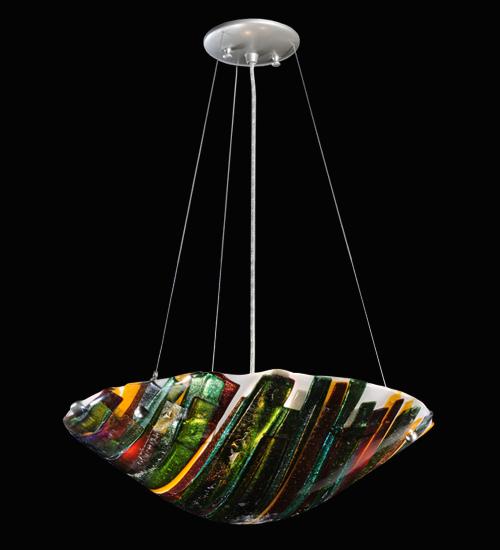 18&#34;W Metro Fusion Penna Di Pavone Glass Inverted Pendant