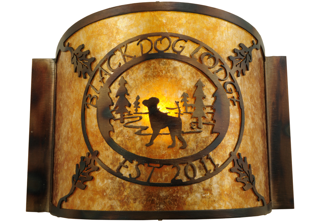 12&#34;W Personalized Black Dog Lodge Wall Sconce