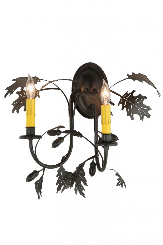 18&#34; Wide Oak Leaf & Acorn 2 Light Wall Sconce