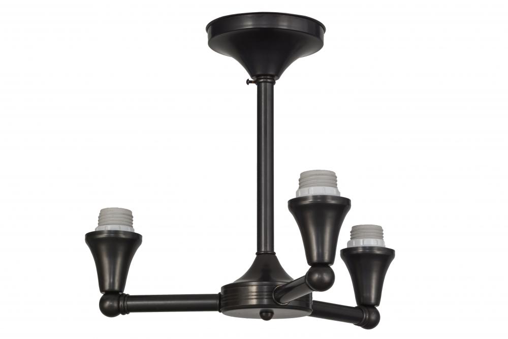 16&#34;W Craftsman Brown on Brass 3 LT Flushmount Hardware