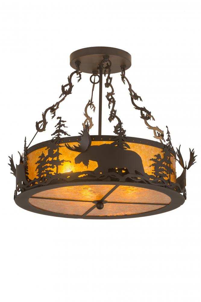 24&#34; Wide Moose at Dusk Semi-Flushmount