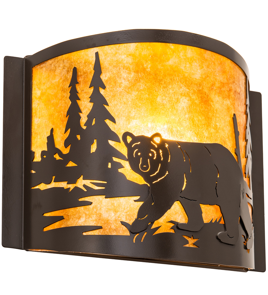 12&#34; Wide Bear at Lake Wall Sconce