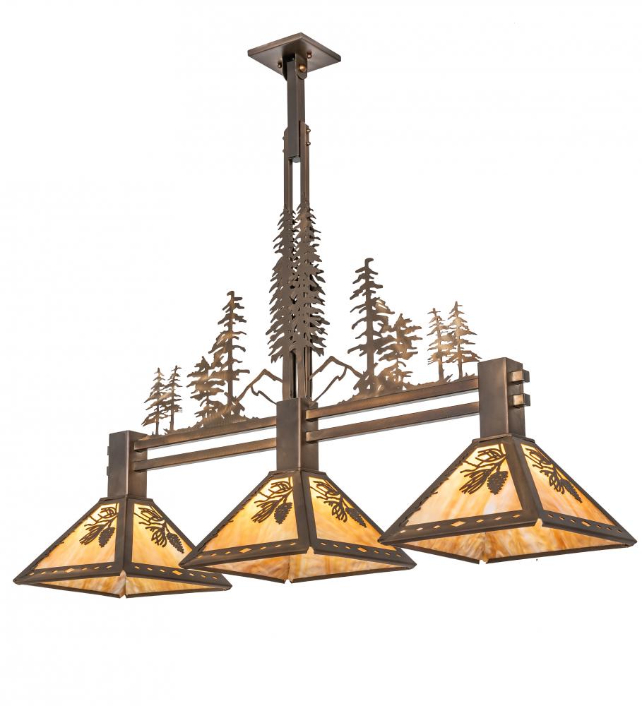 45&#34; Long Winter Pine Tall Pines 3 Light Island Pendant