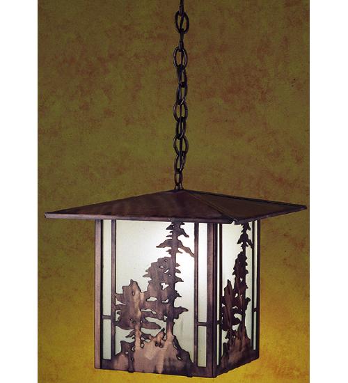 12&#34; Square Tall Pines Lantern Pendant