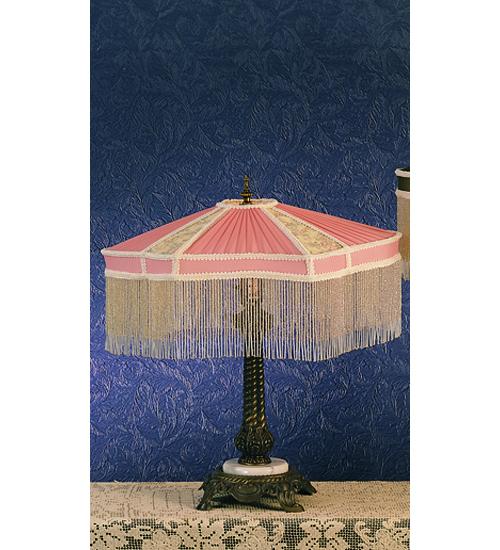 22&#34;H Fabric & Fringe Persian Table Lamp