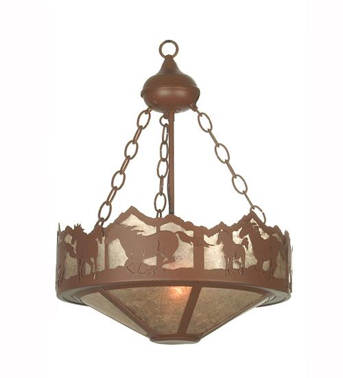 16&#34; Wide Running Horses Inverted Pendant