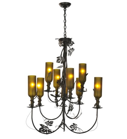 34&#34; Wide Tuscan Vineyard 9 LT Wine Bottle Chandelier