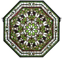 Meyda White 107223 - 25&#34;W X 25&#34;H Floral Stained Glass Window