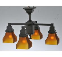 Meyda White 108063 - 22&#34;W Bungalow Frosted Amber 4 LT Chandelier