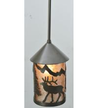 Meyda White 108464 - 6&#34; Wide Lone Elk Lantern Mini Pendant