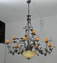 Meyda White 108705 - 63&#34; Wide Diamond & Jewel Oak Leaf 9 Arm Chandelier